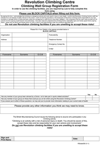 Climbing Group Consent Form